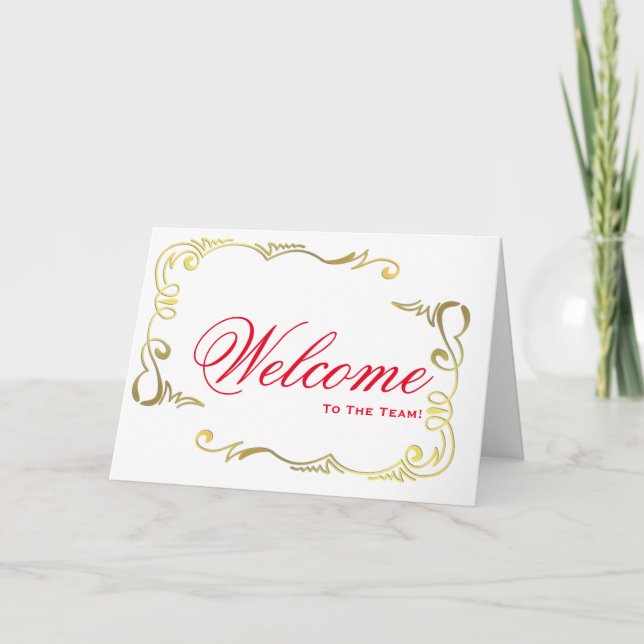 Welcome To The Team Swirl Floral Black & White Car Card (Front)