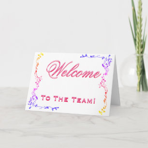 Welcome To The Team Swirl Floral Black & White Card