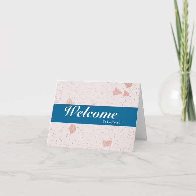 Welcome To The Team White Minimal Blue Badge Card (Front)