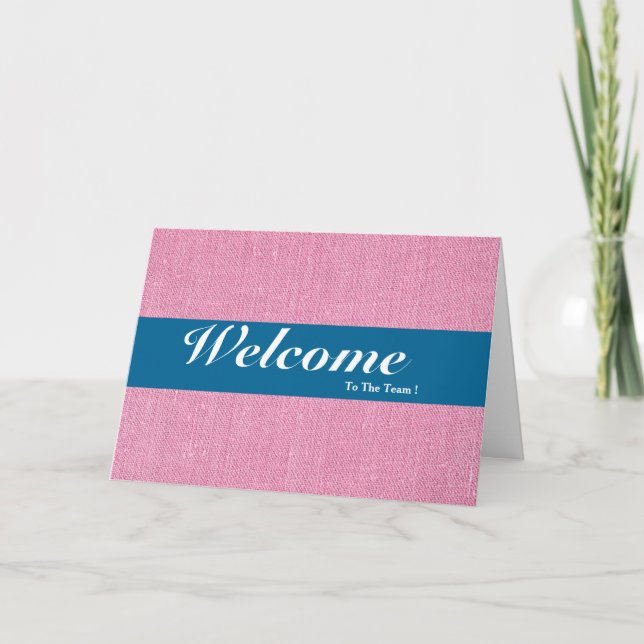 Welcome To The Team White Minimal Blue Badge Card (Front)