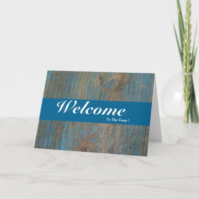 Welcome To The Team White Minimal Blue Badge Card (Front)