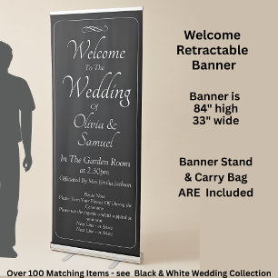 Welcome to the Wedding Black White Infinity Scroll Retractable Banner