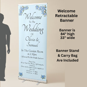 Welcome to the Wedding Blue Peony Retractable Banner