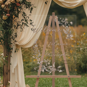 Welcome To The Wedding Elegant Rustic Wildflowers Acrylic Sign