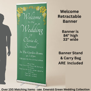 Welcome to the Wedding Emerald Green & Gold Retractable Banner
