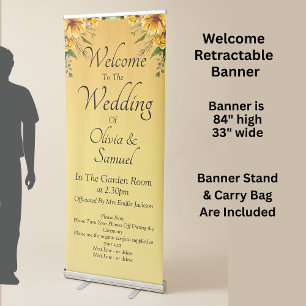 Welcome to the Wedding Golden Yellow Flowers Retractable Banner