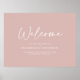 Welcome to the wedding modern blush pink wedding poster