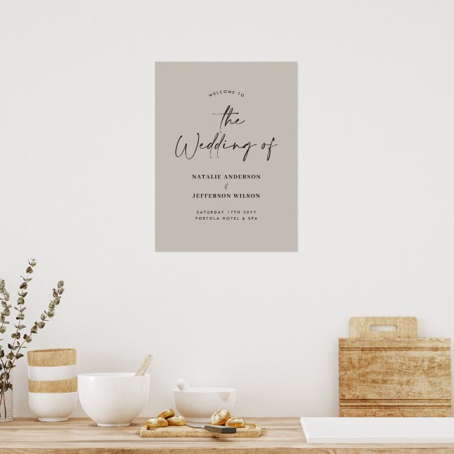 welcome to the wedding modern typography wedding poster (Kitchen)