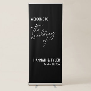 Welcome to The Wedding of Elegant, Simple Black Retractable Banner