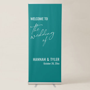 Welcome to The Wedding of Elegant, Simple Teal Retractable Banner