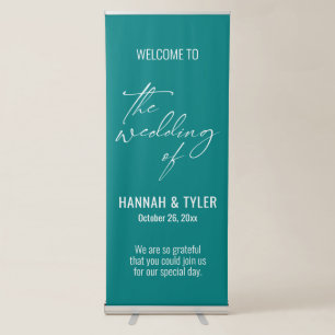 Welcome to The Wedding of Elegant Simple Teal Retractable Banner