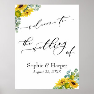 Welcome to the Wedding of Eucalyptus & Sunflowers Poster