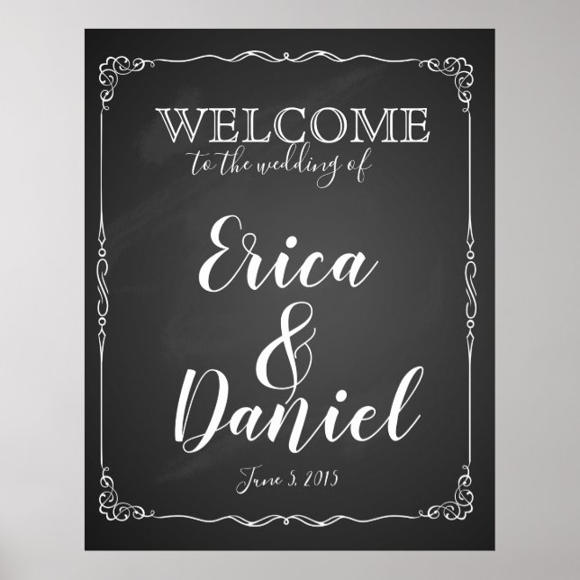 welcome to the wedding of print sign chalkboard (Front)