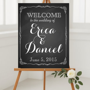 welcome to the wedding of print sign chalkboard