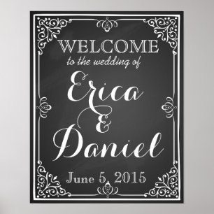 welcome to the wedding of print sign chalkboard