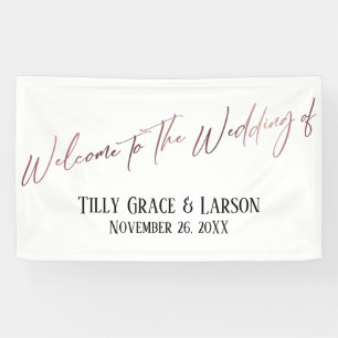 Welcome to the Wedding of, Rose Gold Handwriting Banner