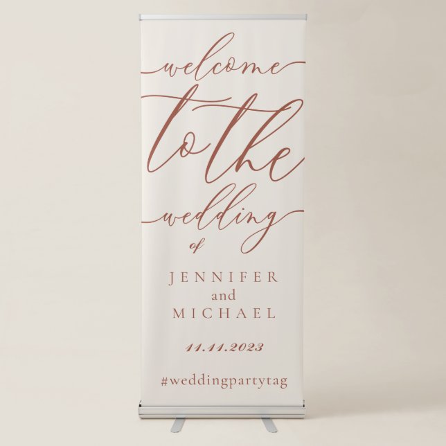 Welcome to the wedding of simple script terra retractable banner (Front)