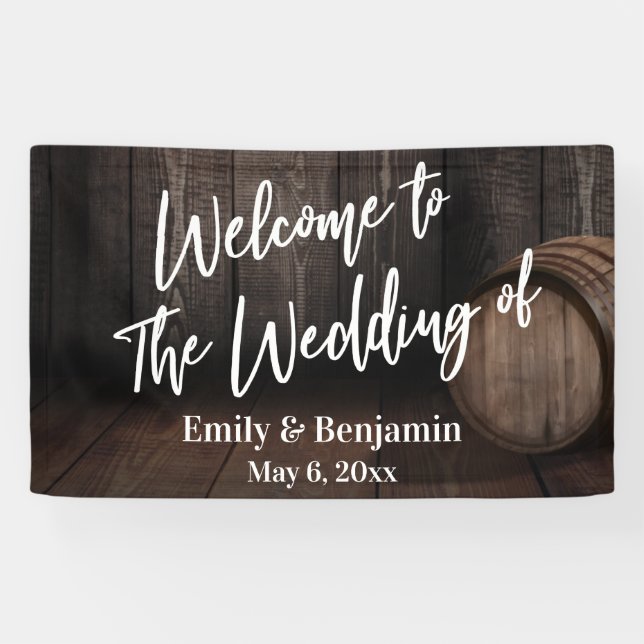 Welcome to The Wedding of Wooden Barrel Banner (Horizontal)