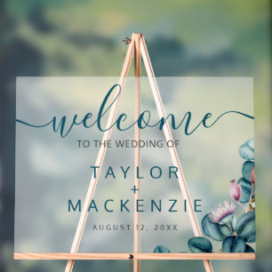 Welcome to the wedding personalised eucalyptus acrylic sign