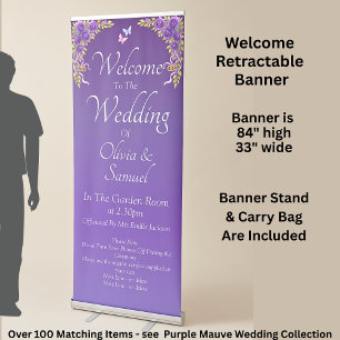 Welcome to the Wedding Purple Mauve Flowers Retractable Banner