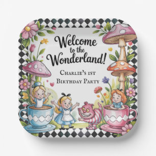 Welcome To The Wonderland 1st Birthday Party Paper Plate