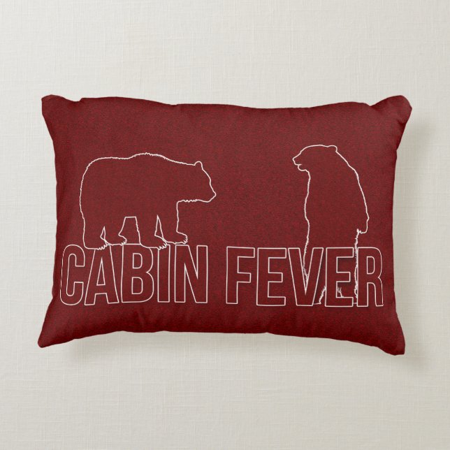 Welcome to the Woods Cabin Fever Red Bears Decorative Cushion (Back)