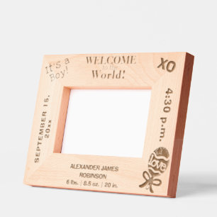Welcome to the World Baby Boy 6 x 4, 7 x 5 Photo Etched Frames