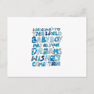 Welcome To The World Baby Boy Postcard