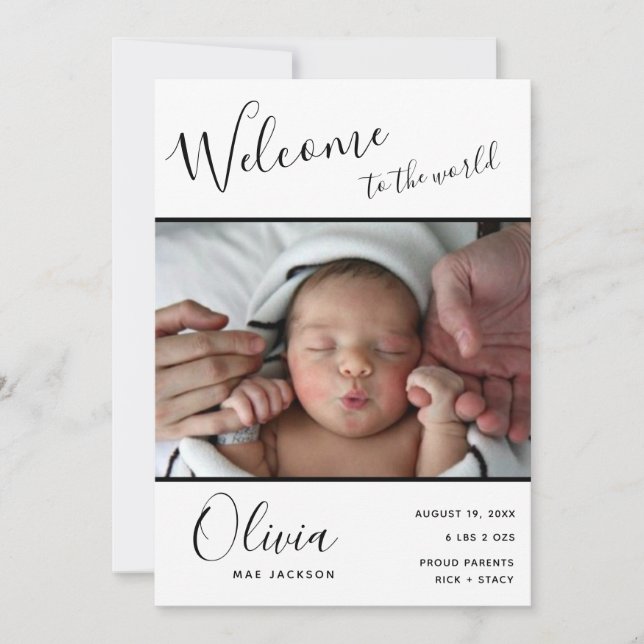 Welcome to the World Baby Photo Birth Announcement (Front)