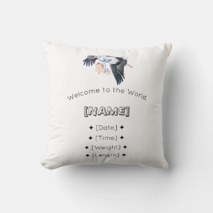 Welcome to the World Custom Name & Birth Stats Bab Cushion