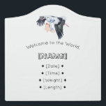 Welcome to the World Custom Name & Birth Stats Bab Door Sign<br><div class="desc">Personalized Design – Watercolor Stork | Welcome to the World Custom Name & Birth Stats Gift Welcome the newest bundle of joy with this adorable Personalized Baby Design! Featuring a charming watercolor stork and soft pastel style, this baby design can be fully customized with the baby’s name, birth date, time,...</div>