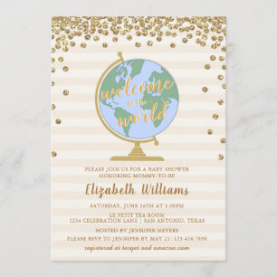 Welcome to the World Globe Baby Shower Invitation