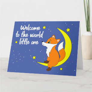 Welcome to the World - Little Fox on the Moon Card