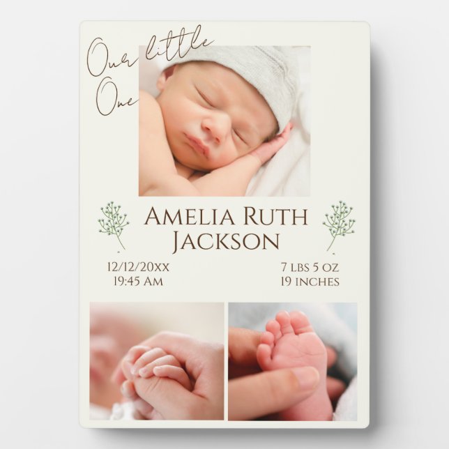 Welcome to the World, Little One"Three photo Plaque (Front)