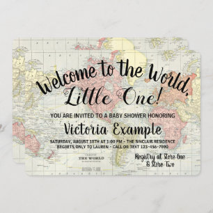 Welcome to the World Map Baby Shower Invitations