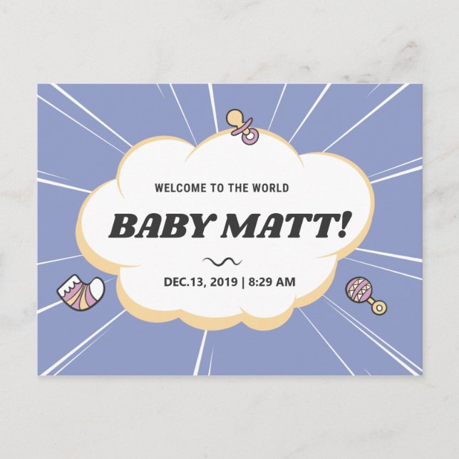 WELCOME TO THE WORLD MY BABY NAME PERSONALIZED POSTCARD (Front)