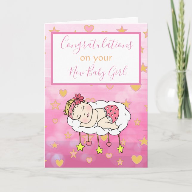 Welcome to the World New Baby Girl Card (Front)