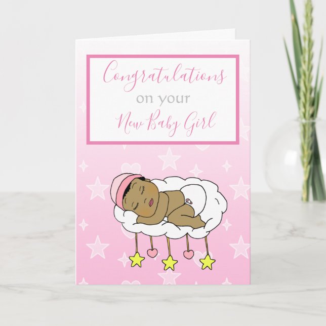 Welcome to the World New Baby Girl Ethnic Baby Car Card (Front)