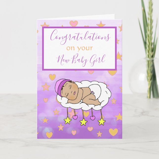 Welcome to the World New Baby Girl Ethnic Baby Card (Front)