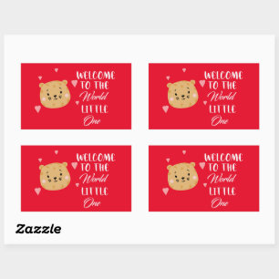 Welcome To The World Newborn - cute cat face Rectangular Sticker