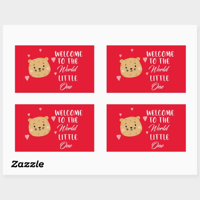 Welcome To The World Newborn - cute cat face Rectangular Sticker (Sheet)