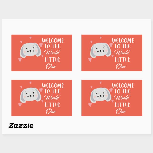 Welcome To The World Newborn - cute Dog face Rectangular Sticker (Sheet)