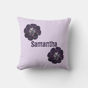 Welcome To The World Purple Flowers Girl Nursery Cushion