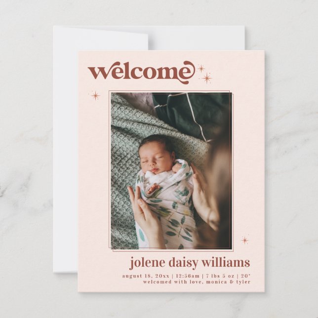 Welcome to the World | | Retro Boho Birth (Front)