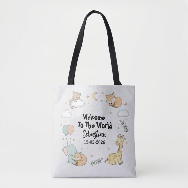 Welcome To The World Sebastian Personalized Tote  Bag (Front)