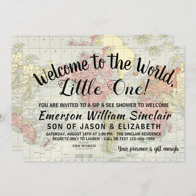 Welcome to the World Sip and See Baby Shower Invitation (Front/Back)