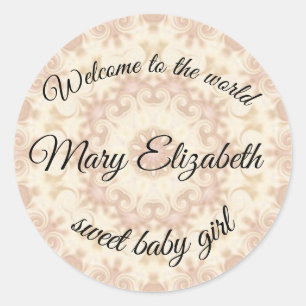 welcome to the world sweet baby girl classic round sticker