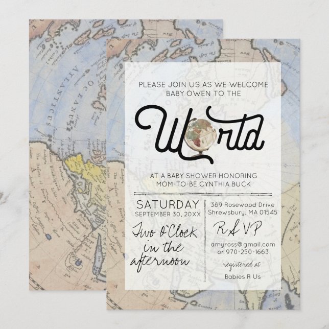 Welcome to the World - Travel Baby Shower Invitation (Front/Back)
