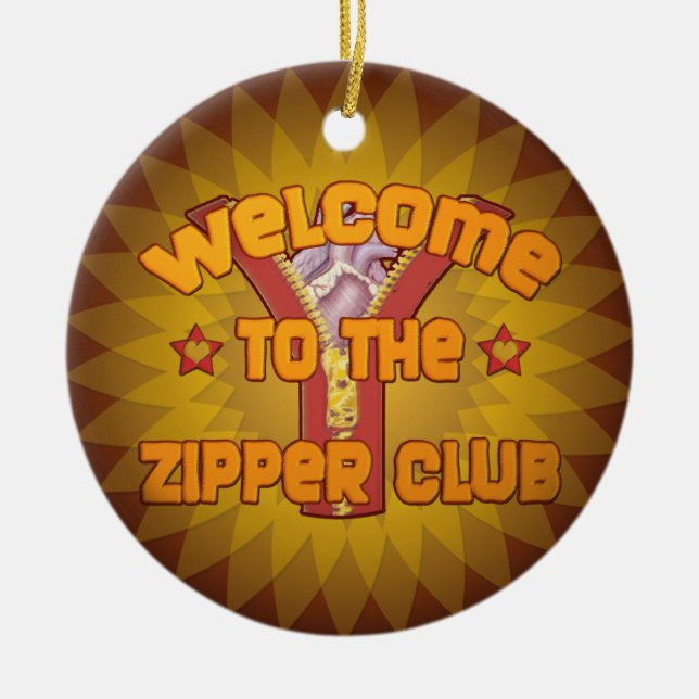 Welcome to the Zipper Club Ceramic Tree Decoration (Front)