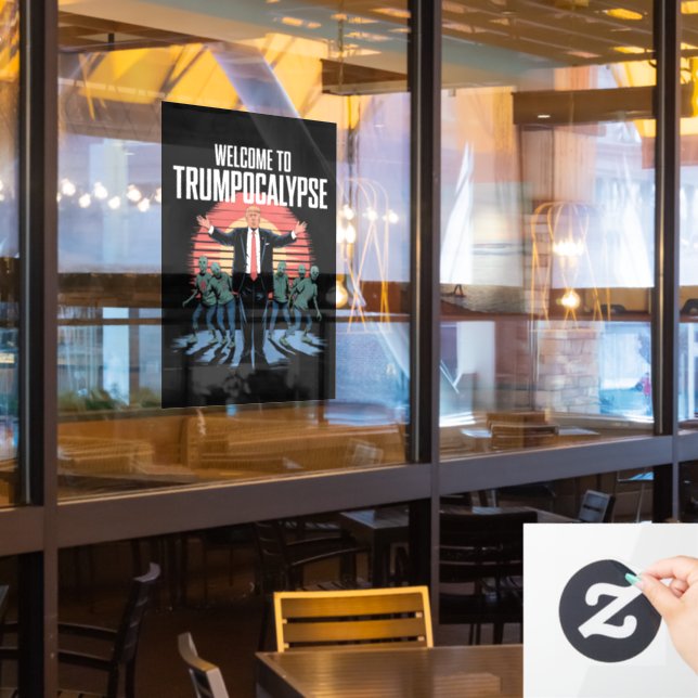 Welcome to Trump-ocalypse Funny Trump Halloween  Window Cling (Restaurant Window)